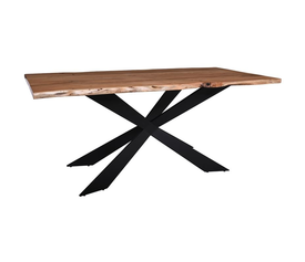 LIZARD-WT Τραπέζι Τραπεζαρίας Σαλονιού-Κουζίνας Μέταλλο Βαφή Μαύρο, Ξύλο Ακακία Φυσικό