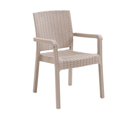 LORA Pro Πολυθρόνα Κήπου - Βεράντας Στοιβαζόμενη, PP-UV (Rattan Look) Cappuccino