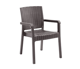 LORA Pro Πολυθρόνα Κήπου - Βεράντας Στοιβαζόμενη, PP-UV (Rattan Look) Καφέ