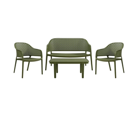 MALAGA Set Σαλόνι Κήπου 4τεμ, PP-UV Πράσινο