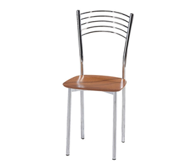 Μάρα Καρέκλα Χρωμίου με Κερασί ξύλινο κάθισμα 41x47XH84cm