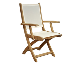 METRO Πτυσσόμενη Πολυθρόνα Teak Με Textiline Εκρού 57,5x66x92,5cm