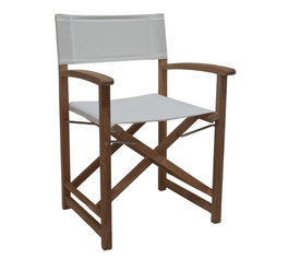 DOPO Πολυθρόνα Σκηνοθέτη Από Ξύλο Teak Με Taupe Textiline 58x52x86cm