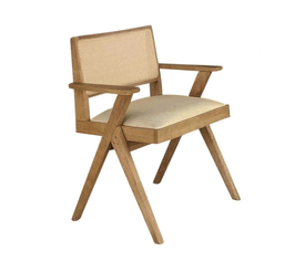 MEMORY Πολυθρόνα Τραπεζαρίας, Απόχρωση Φυσικό, Ύφασμα Sand Beige