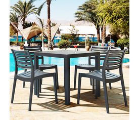 ARES ΤΡΑΠΕΖΙ 80Χ80Χ75εκ. DARK GREY ΠΟΛ/ΝΙΟΥ