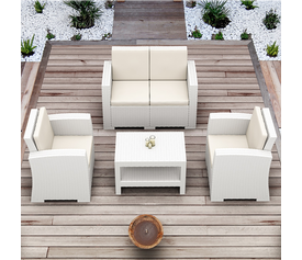 MONACO WHITE ΣΕΤ 2ΘΕΣΙΟΥ ΚΑΝΑΠΕ ΜΕ ΜΑΞ. ΠΟΛ/ΝΙΟΥ