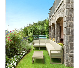 MYKONOS ΓΩΝΙΑ SET TAUPE ΜΕ ΜΑΞΙΛΑΡΙΑ ΠΟΛ/ΝΙΟΥ (+ΤΡΑΠ.65εκ.)