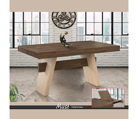 Must Τραπεζαρία Επεκτεινόμενη Ξύλινη Ελληνικής Κατασκευής 170x90+50+50xH75cm