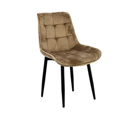 MYRIAM-R Καρέκλα Τραπεζαρίας, Μέταλλο Βαφή Μαύρο, Ύφασμα Velure Απόχρωση Cappuccino