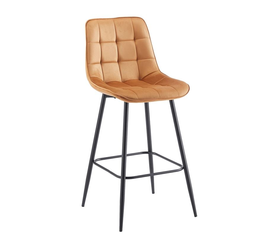 MYRIAM Σκαμπό BAR, Μέταλλο Βαφή Μαύρο, Ύφασμα Velure Μπεζ