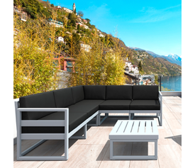 MYKONOS ΓΩΝΙΑ SET SILVER GREY ΜΕ ΜΑΞΙΛΑΡΙΑ ΠΟΛ/ΝΙΟΥ (+ΤΡΑΠ.65εκ.)