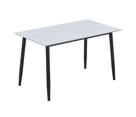 OSLO Τραπέζι Κουζίνας- Εστιατορίου,Μέταλλο Βαφή Μαύρο -Sintered Stone White Marble