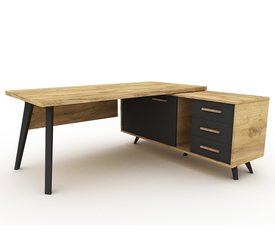 ΓΡΑΦΕΙΟ ΜΕ ΠΛΕΥΡΙΚΟ  ΕΠΑΓΓΕΛΜΑΤΙΚΟ ΞΥΛΙΝΟ ΜΕΛΑΜΙΝΗ ΕΛΛΗΝΙΚΗΣ ΚΑΤΑΣΚΕΥΗΣ SIXTIES LNA 180*160*75