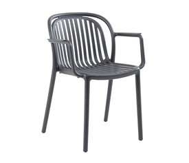 POCO Πολυθρόνα Κήπου-Βεράντας Στοιβαζόμενη, PP-UV Απόχρωση Ανθρακί