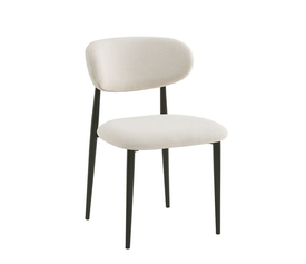 POINT Καρέκλα Τραπεζαρίας Μέταλλο Βαφή Μαύρο, Teddy Ύφασμα Άσπρο