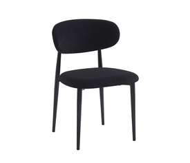 POINT Καρέκλα Τραπεζαρίας Μέταλλο Βαφή Μαύρο, Teddy Ύφασμα Μαύρο