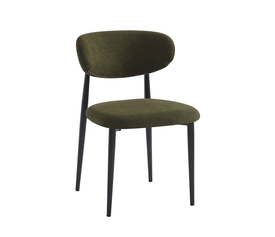 POINT Καρέκλα Τραπεζαρίας Μέταλλο Βαφή Μαύρο, Teddy Ύφασμα Olive Green