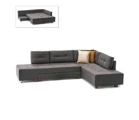 Γωνιακός καναπές - κρεβάτι Manama δεξιά γωνία υφασμάτινος χρώμα ανθρακί 280x206x85εκ.