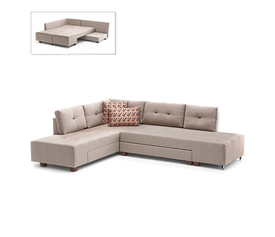 Γωνιακός καναπές - κρεβάτι Manama αριστερή γωνία υφασμάτινος χρώμα κρεμ 280x206x85εκ.