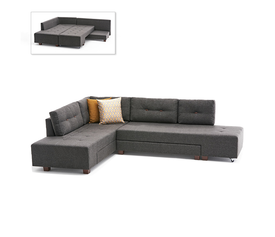 Γωνιακός καναπές - κρεβάτι Manama αριστερή γωνία υφασμάτινος χρώμα ανθρακί 280x206x85εκ.