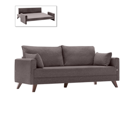 Καναπές - κρεβάτι Bella τριθέσιος υφασμάτινος χρώμα καφέ 208x81x85εκ.