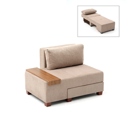 Πολυθρόνα - κρεβάτι Perenna υφασμάτινη χρώμα μπεζ 116x93x83εκ.