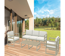 MYKONOS SET 3ΘΕΣ.TAUPE ΜΕ ΜΑΞ.(3ΘΕΣ.+2ΠΟΛ.+ΤΡΑΠ 130εκ.)