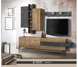 RETRO Σύνθεση Σαλονιού Ελληνικής Κατασκευής 5 Τεμαχίων 220x40xH200cm