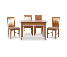 Σετ τραπεζαρίας Bergen-Francis 5 τμχ μασίφ ξύλο-MDF με επεκτεινόμενο τραπέζι 120/150x68x77εκ.