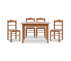 Σετ τραπεζαρίας Bergen-Virginia 5 τμχ μασίφ ξύλο-MDF με επεκτεινόμενο τραπέζι 120/150x68x77εκ.