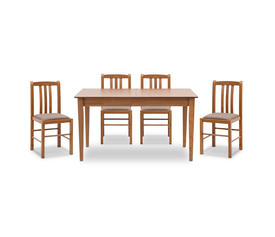 Σετ τραπεζαρίας Adare 5 τμχ μασίφ ξύλο - MDF με επεκτεινόμενο τραπέζι 140/180x78x77εκ.