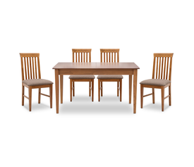 Σετ τραπεζαρίας Adare-Francis 5 τμχ μασίφ ξύλο-MDF με επεκτεινόμενο τραπέζι 140/180x78x77εκ.