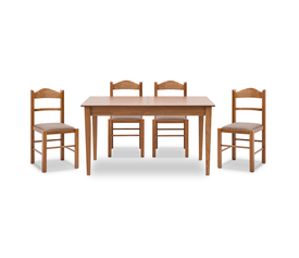 Σετ τραπεζαρίας Adare-Virginia 5 τμχ μασίφ ξύλο-MDF με επεκτεινόμενο τραπέζι 140/180x78x77εκ.