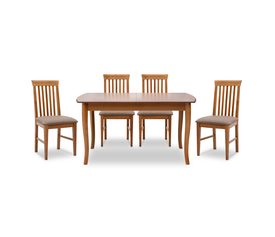 Σετ τραπεζαρίας Belfast 5 τμχ μασίφ ξύλο - MDF με επεκτεινόμενο τραπέζι 150/200x89x78εκ.