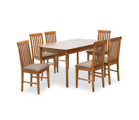 Σετ τραπεζαρίας Belfast 7 τμχ μασίφ ξύλο - MDF με επεκτεινόμενο τραπέζι 150/200x89x78εκ.