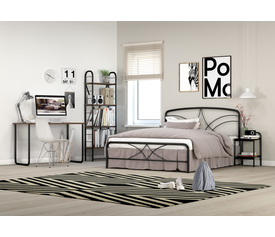 KPS/ ΣΕΤ ΥΠΝΟΔΩΜΑΤΙΟΥ LINA 5 ΤΕΜΑΧΙΩΝ ΞΥΛΟ ΜΕΤΑΛΛΟ ΓΙΑ ΣΤΡΩΜΑ 160Χ200 ΕΚ. ΜΑΥΡΟ