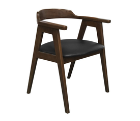 SELVA Πολυθρόνα Τραπεζαρίας, Απόχρωση Καρυδί, Pu Μαύρο