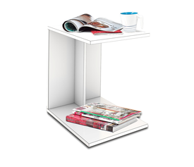 ΤΡΑΠΕΖΑΚΙ (C-SHAPE) ΛΕΥΚΟ Υλικό. Μοριοσανίδα με επένδυση μελαμίνης Μ.35*Π.45*Υ.60 εκ