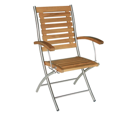 Ξύλινη Πτυσσόμενη Πολυθρόνα Χαμηλής Πλάτης Με Ανοξείδωτο Σκελετό Χωρίς Θέσεις ,Teak