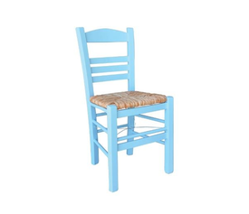 ΣΙΦΝΟΣ Καρέκλα Οξιά Βαφή Εμποτισμού Λάκα Γαλάζιο, Κάθισμα Ψάθα