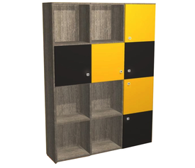 ΒΙΒΛΙΟΘΗΚΗ ΜΕΛΑΜΙΝΗ 3 ΡΑΦΙΑ 6 ΝΤΟΥΛΑΠΙΑ ΣΕ ΧΡΩΜΑ ΔΡΥΣ ΣΚΟΥΡΟ-ΚΙΤΡΙΝΟ-ΑΝΘΡΑΚΙ AFS DALI 138 *32.5*195
