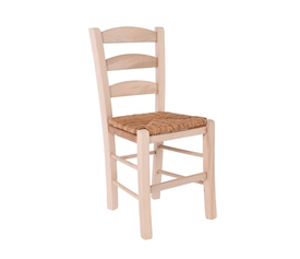 ΣΚΥΡΟΣ Καρέκλα Άβαφη Οξιά με Ψάθα Αβίδωτη