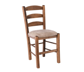 ΣΚΥΡΟΣ Καρέκλα Οξιά Βαφή Εμποτισμού Καρυδί, Κάθισμα Suede Μπεζ