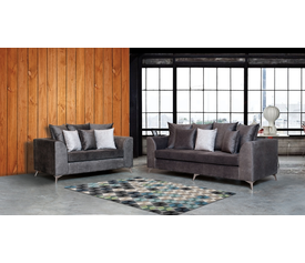 Status set  3+2 Χειροποίητος Καναπές Ελληνικής Κατασκευής Σκούρο Γκρι  SFA  240x180x90