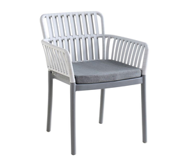 SYLVIA Πολυθρόνα Βεράντας- Κήπου, PP-UV Ανοιχτό Γκρι- Ανθρακί, Μαξιλάρι Γκρι (KD)