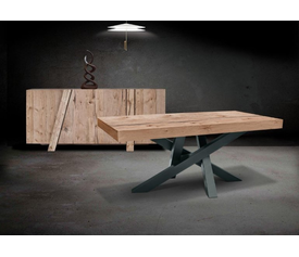 Επεκτεινόμενη Τραπεζαρία T6 από Δρύινο Καπλαμά Ελληνικής Κατασκευής 170+80x90xH76cm