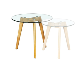 TARGET Τραπεζάκι Βοηθητικό Ξύλο - Γυαλί 8mm