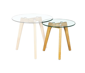 TARGET Τραπεζάκι Βοηθητικό Ξύλο - Γυαλί 8mm