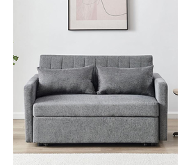 TEMPO-W Καναπές - Κρεβάτι, Με ανάκλιση πλάτης, Ύφασμα Γκρι