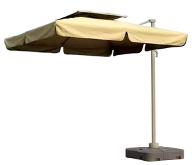 Γωνιακή Τετράγωνη Ομπρέλα 300x300cm Περιστρεφόμενη 360 με Αλουμίνιο Κορμό και Πετάλι Ασφαλείας Μεγάλο Αεραγωγό Μπέζ Πανί Και Μπέζ Σκελετό